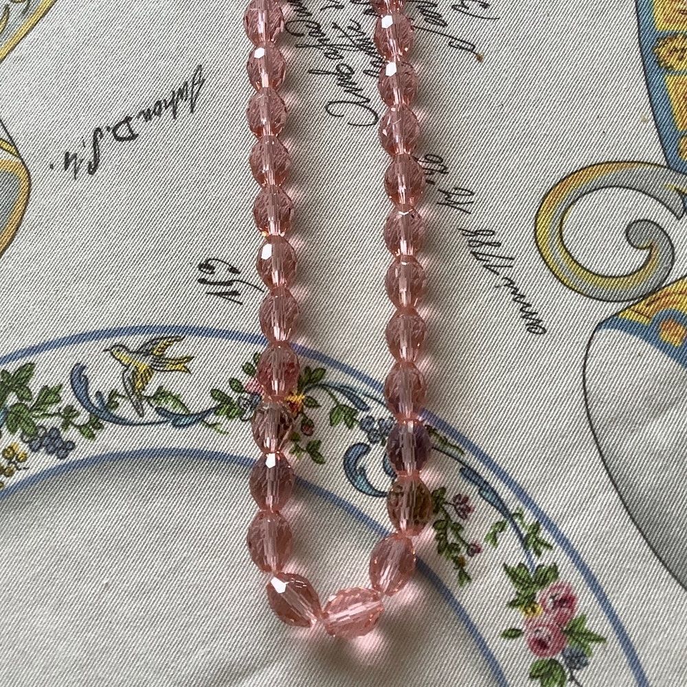 Pink CRYSTAL OVAL FACETED BEADS HAND MADE WOMAN NECKLACE​